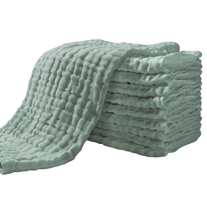 Yoofoss Muslin Burp Cloths for Baby 10 Pack 100% Organic Cotton Baby Washcloths by YOOFOSS