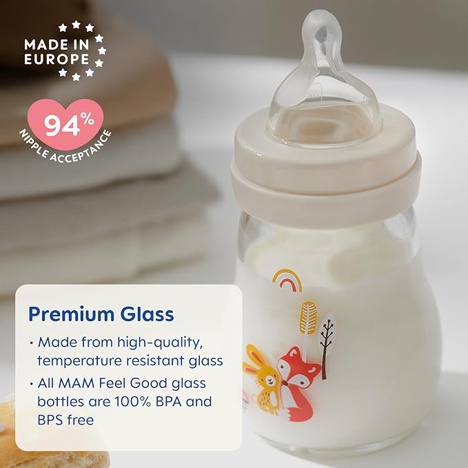 MAM Premium Glass Baby Bottles, Easy Switch Between Breast and Bottle, Feel - Image 2