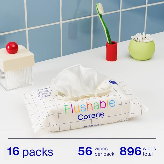 Coterie Flushable Wipes for Sensitive Skin, Hypoallergenic, 99% Water, - Image 6