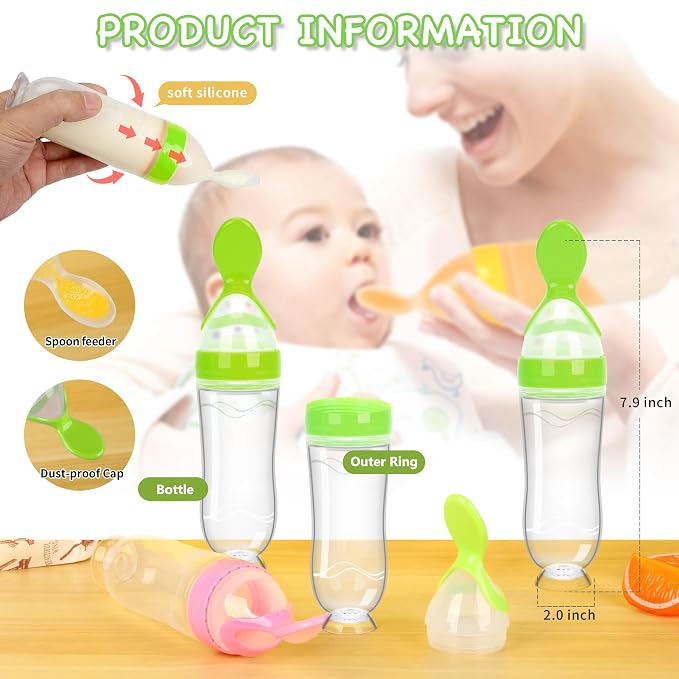 WAJIAYON Baby Food Feeder 4 Pack Silicone Baby Food Dispensing Spoon-3 oz - Image 3