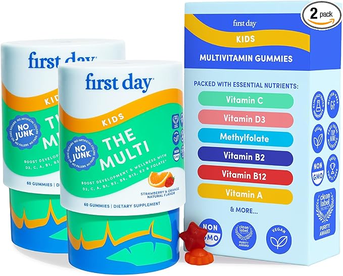 FIRST DAY Kids Multivitamin Gummies Age 4+, Strawberry & Orange by FirstDay