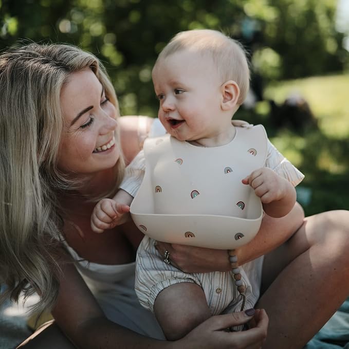 mushie Silicone Baby Bib | Adjustable Fit Waterproof Bibs - Image 3