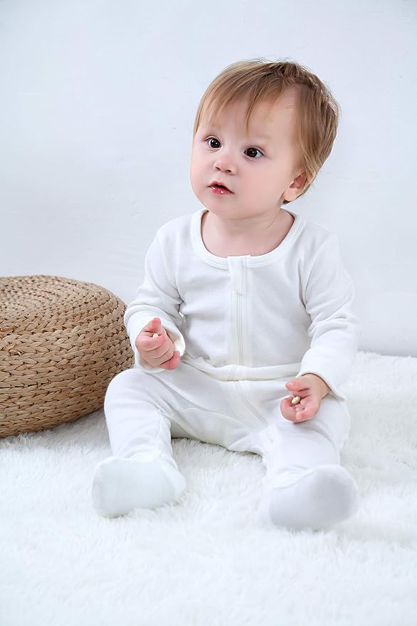 O2 BABY Baby Boys Girls Organic Cotton Zip-Front Sleeper Pajamas, Footed Sleep - Image 2