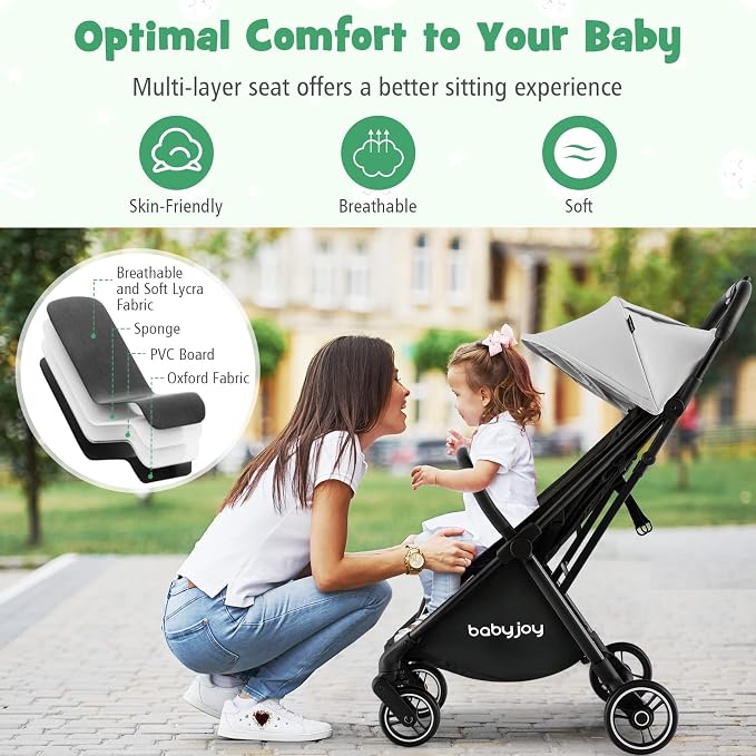 BABY JOY Lightweight Baby Stroller, Compact Travel Stroller - Image 8