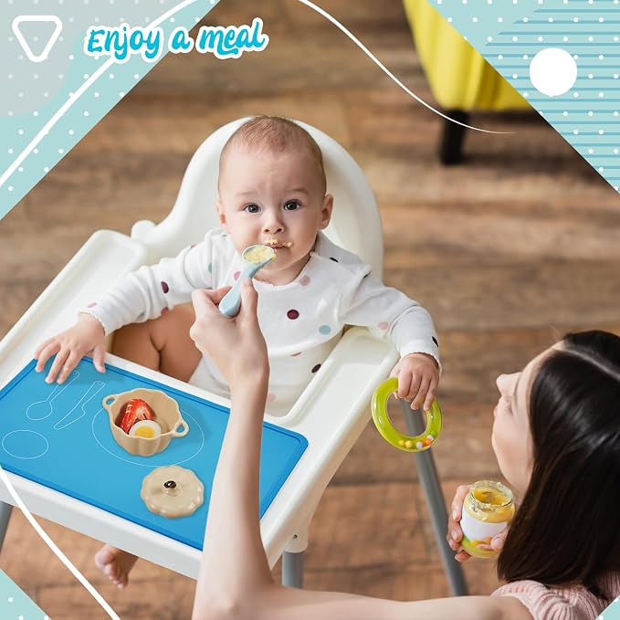 Zhehao 4 Pcs Montessori Kids Placemat 16 x 12'' Non Slip Baby Silicone Placemats - Image 4