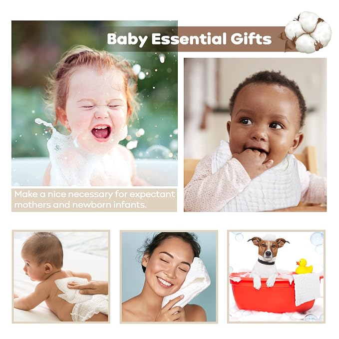 Yoofoss Muslin Baby Washcloths 100% Organic Cotton Face Towels 10 Pack Wash - Image 7