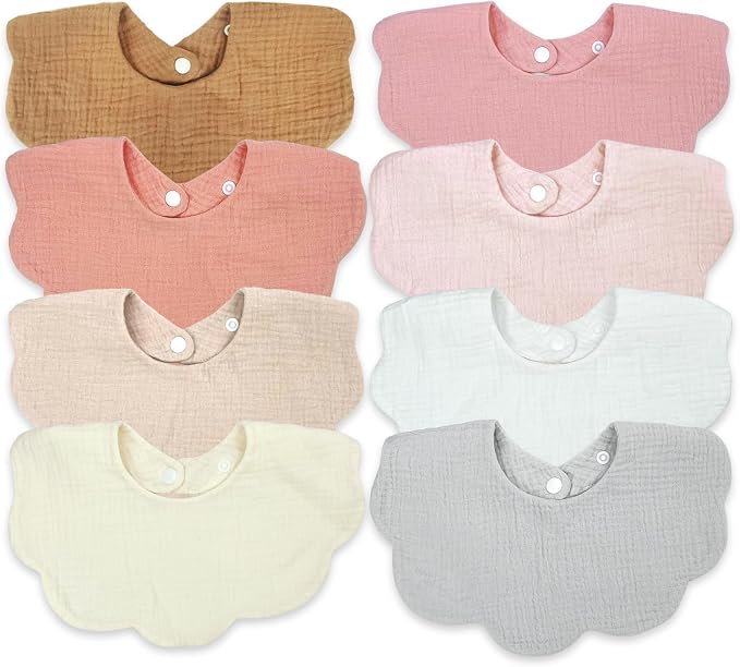 EllieHouse Baby Bibs for Girls Boys 8 Pack Muslin Drool Teeth Drooling Teething by EllieHouseVIPBrandExclusive