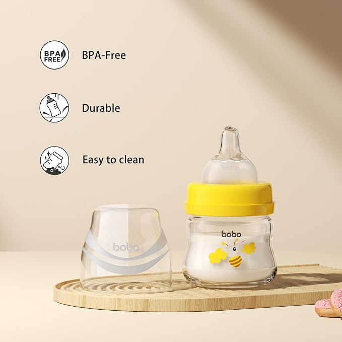 YOHKOH Glass Baby Bottles with Slow Flow Nipple, Newborn Anti-Colic Baby Bottles - Image 6