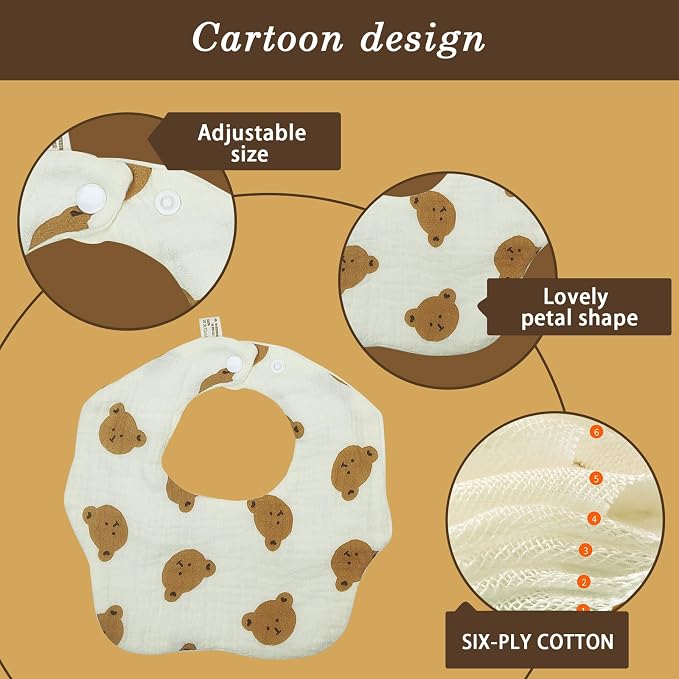 Baby Bibs Muslin Bibs for Baby Girl Boy for Drooling and Teething 10 Pack - Image 3