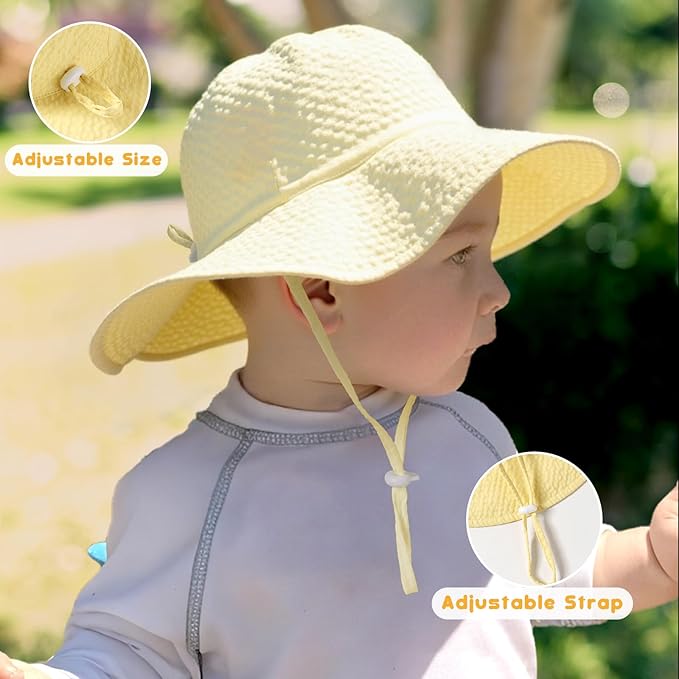 HONGTEYA Baby Sun Hat Toddler Girl Beach Hat Adjustable Outdoor Summer Hat UPF - Image 3