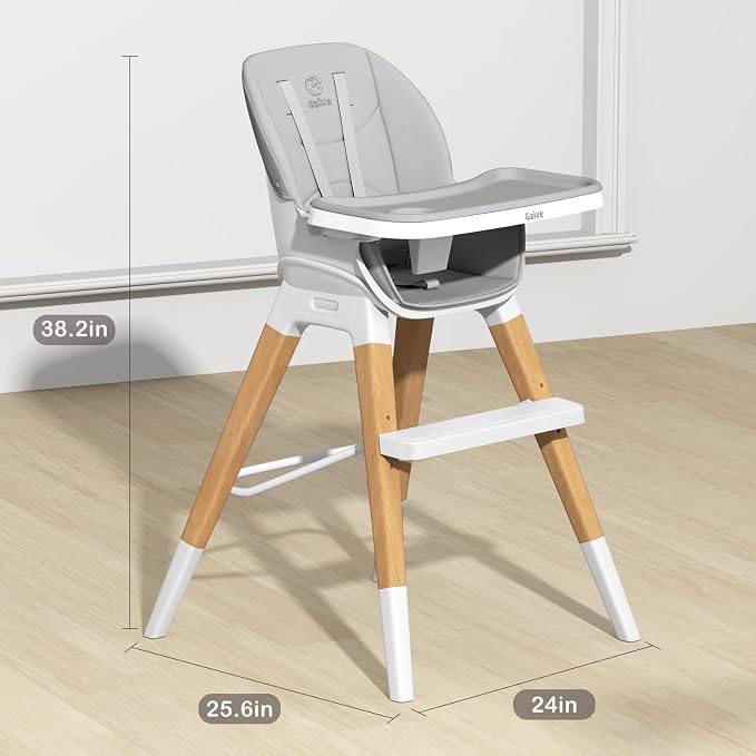 8 in 1 Convertible Wooden High Chair, Adjustable Baby High Chair - Image 7