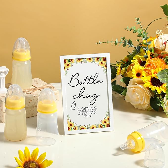 Roowest Bottle Chug Baby Shower Game Favors Including Sunflower Theme Wooden - Image 4