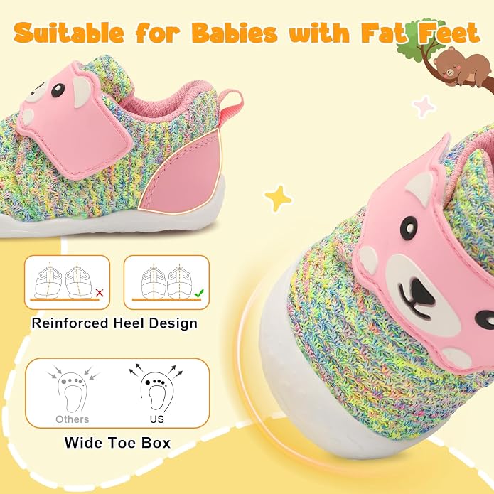 FEETCITY Baby Walking Shoes Wide Baby Shoes Boys Girls Infant Sneakers Crib - Image 2