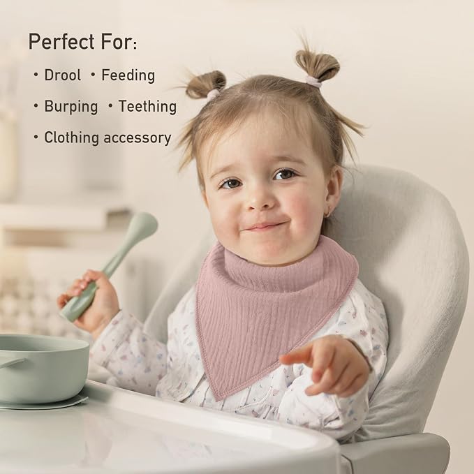 Muslin Baby Bibs 8 Pack, Baby Bandana Drool Bib - Image 2