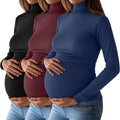 Ficerd 3 Pack Women's Maternity Shirts, Turtleneck Long Sleeve Pregnancy Tops by Ficerd