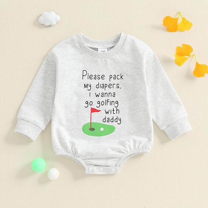 VISGOGO Newborn Infant Baby Boy Girls Oversized Romper Little Dude Sweater - Image 5