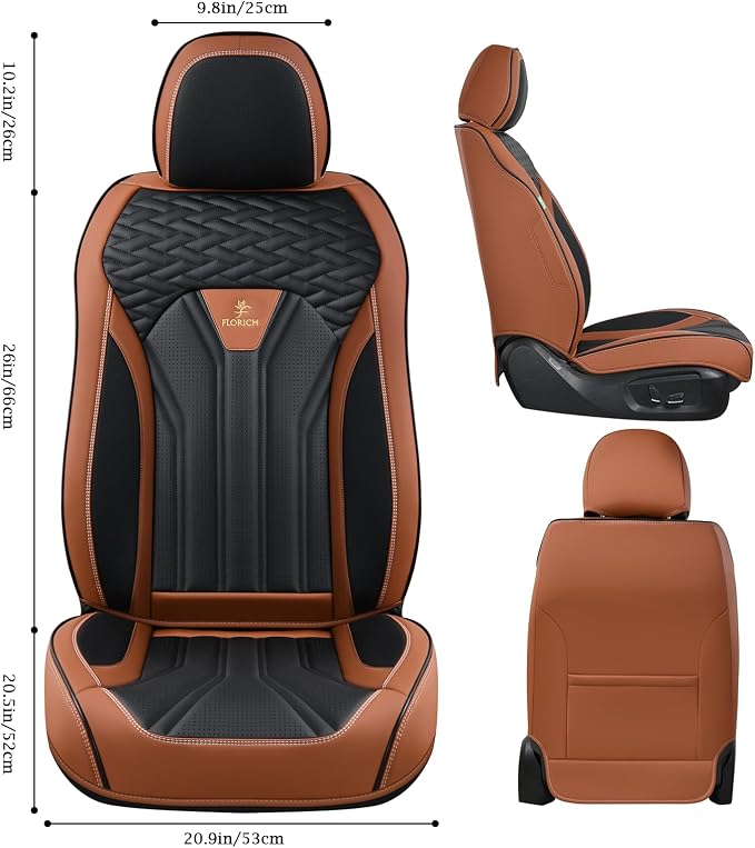 FLORICH Leather Seat Covers, Seat Covers Full Set, Car Seat Protectors 5 Seats - Image 3