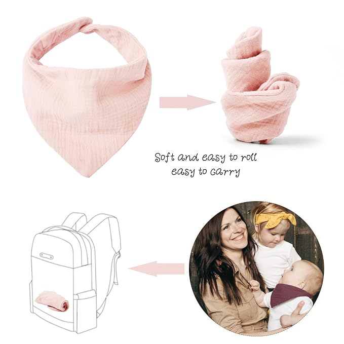 Konssy Muslin Baby Bibs 10 Pack Baby Bandana Drool Bibs 100% Cotton - Image 7