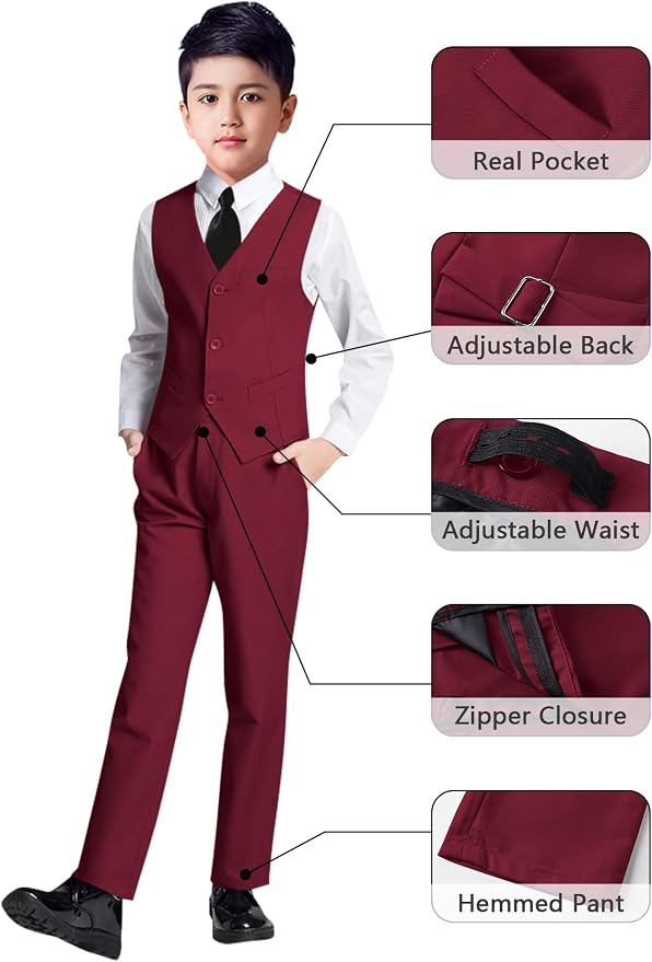 YuanLu Boys Suit for Kids Tuxedo Wedding Ring Bearer Outfit, 5 Piece Boy Slim - Image 4