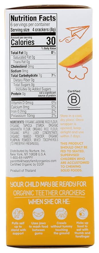 Happy Baby Organics Organic Teether Crackers Gluten Free Mango & Pumpkin - Image 6