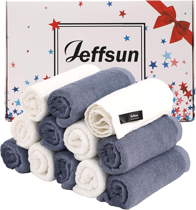 Baby Washcloths 12 Pack, 10x10 inch Ultra Soft Small Wash Cloths by Jeffsun