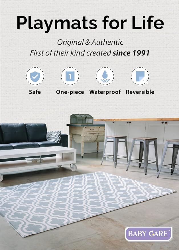 Baby Care Play Mat 82'' x 55'' Original One-Piece Reversible Rollable - Image 2