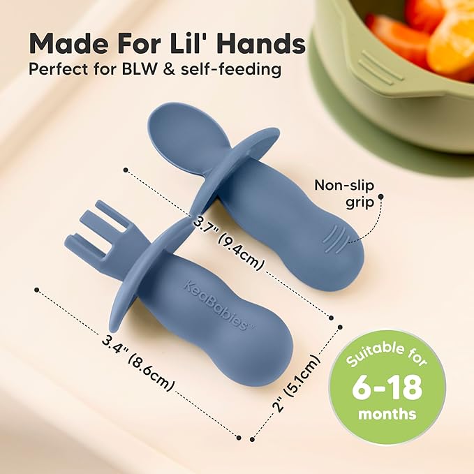 KeaBabies 4-Pack Silicone Baby Spoons and Forks Set - Image 3