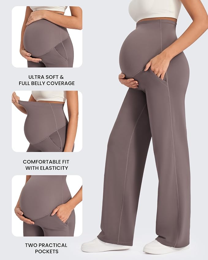 G4Free Maternity Pants Over The Belly Yoga Dress Work Pregnancy Pants Stretchy - Image 6