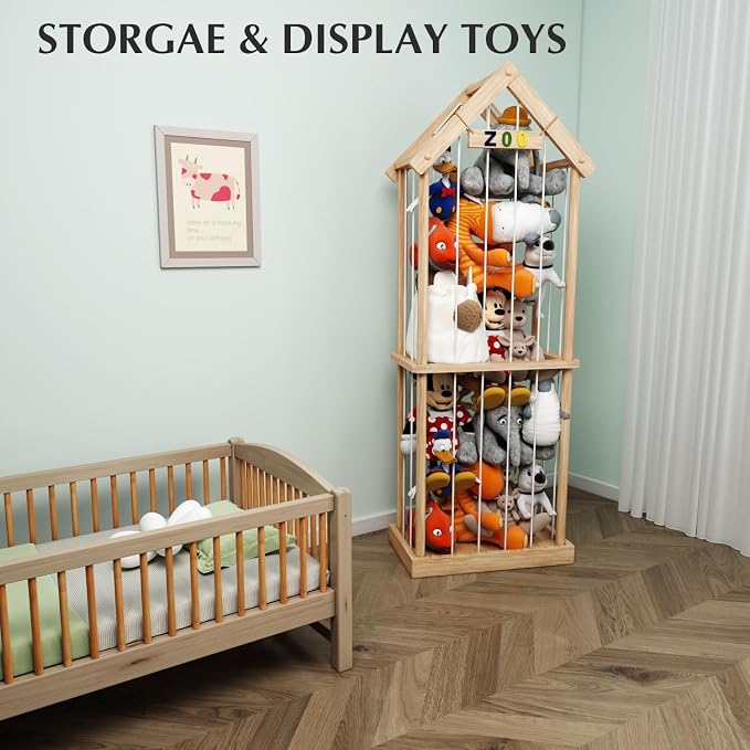 Stuffed Animal Storage Stuffed Animal Zoo Wood Soft Toy Organizer Plush Toy - Image 2