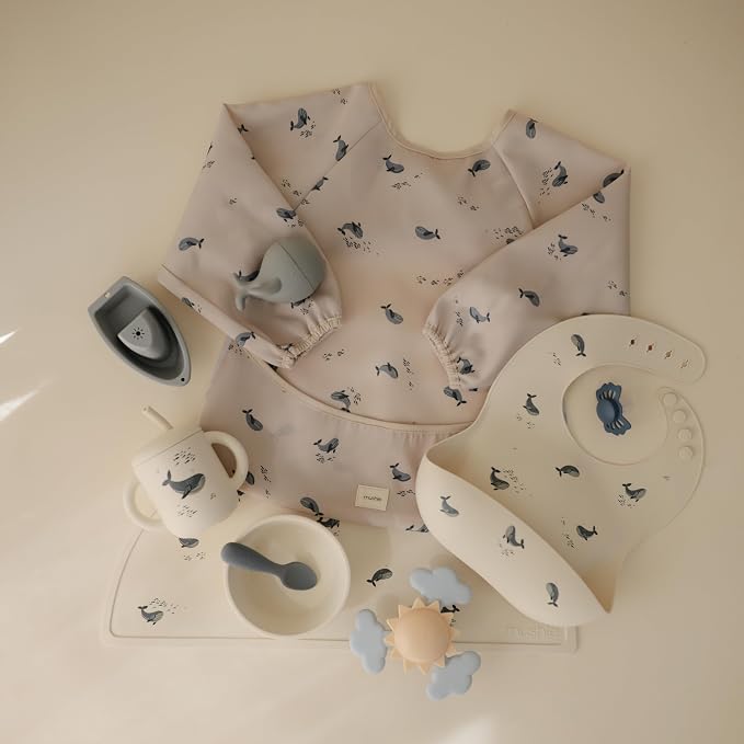 mushie Long Sleeve Baby Bib | Water Resistant Adjustable Fit - Image 7