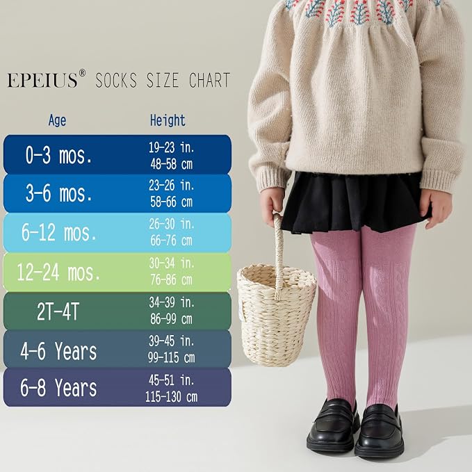 EPEIUS Baby Girl Tights Thick Cable Knit Leggings Stockings Cotton Pantyhose - Image 5