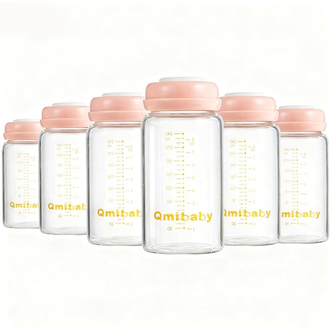 Breast Milk Storage Bottles 240ml 8oz BPA-Free Leak-Proof Baby Bottle by Qmibaby
