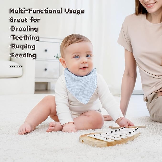 Susurration Muslin Baby Drool Bibs 6Pack Soft Triangular Adjustable Baby - Image 2