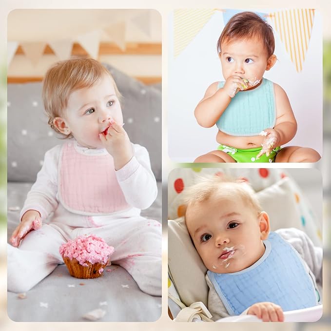 Loopeer 10 Pcs Snap Muslin Bibs soft Baby Bibs - Image 4
