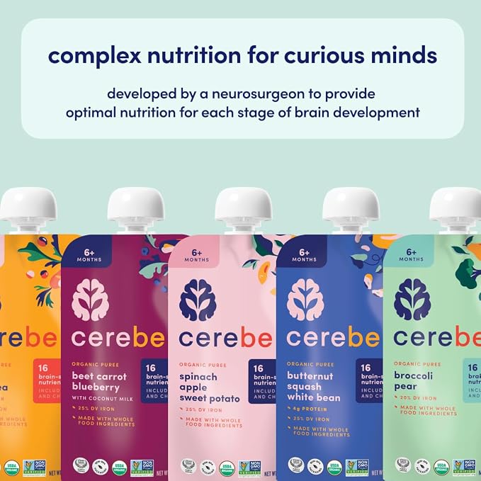 Cerebelly Organic Baby Food Pouches, Sweet Potato Mango Purees, 16 Nutrients - Image 5