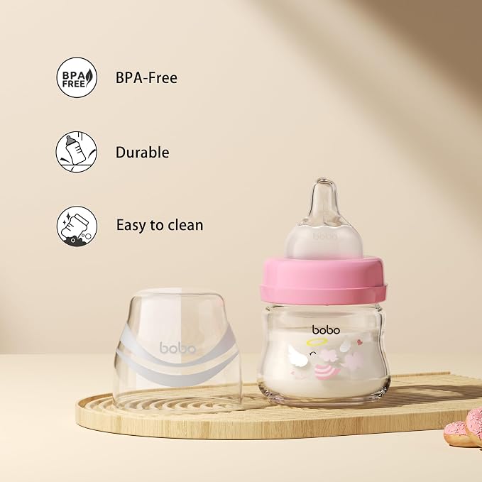 YOHKOH Glass Baby Bottles with Slow Flow Nipple, Newborn Anti-Colic Baby Bottles - Image 6