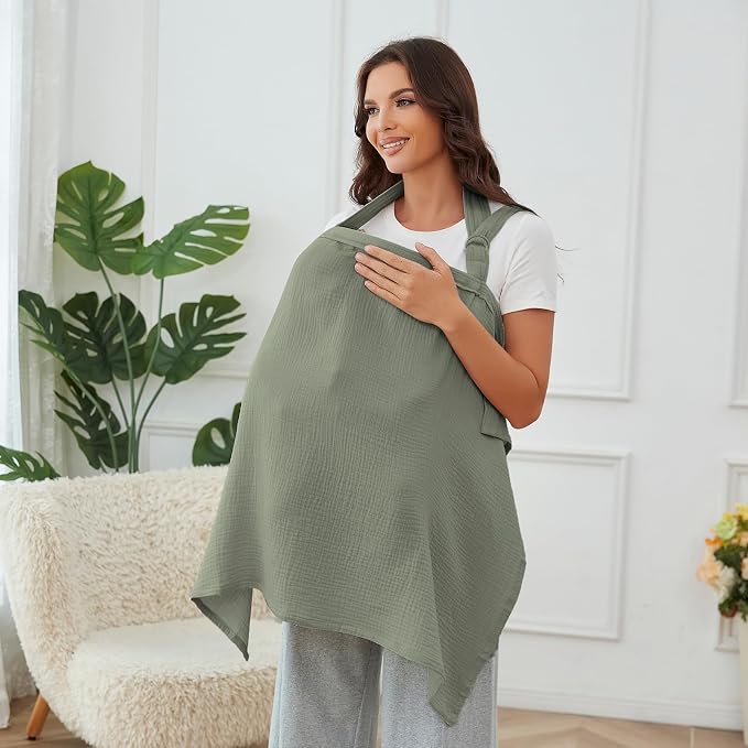 Muslin Nursing Cover for Baby Breastfeeding, Breathable 100% Cotton - Image 4