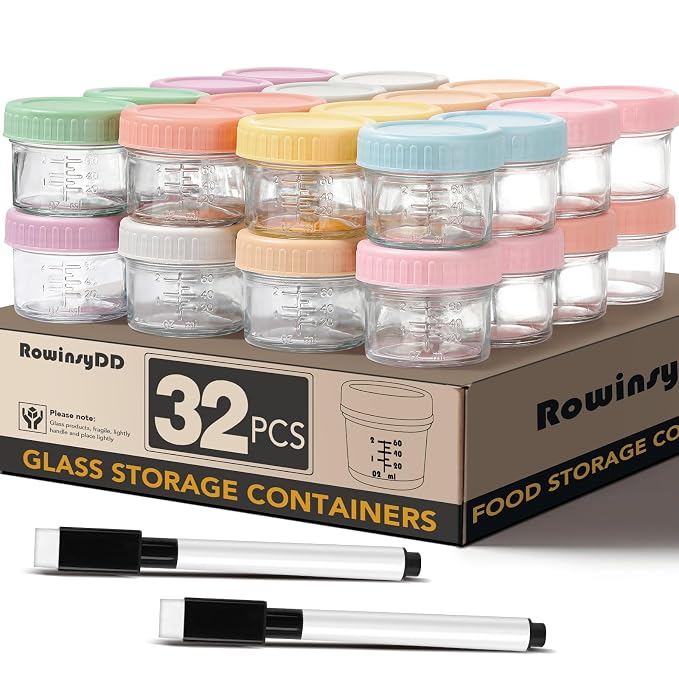 32-Pack Leakproof 4oz Glass Baby Food Jars by RowinsyDD