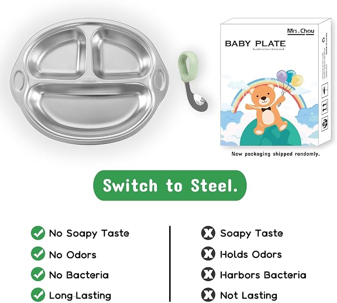 Stainless Steel Baby Suction Plates: Divided Plates - Image 3