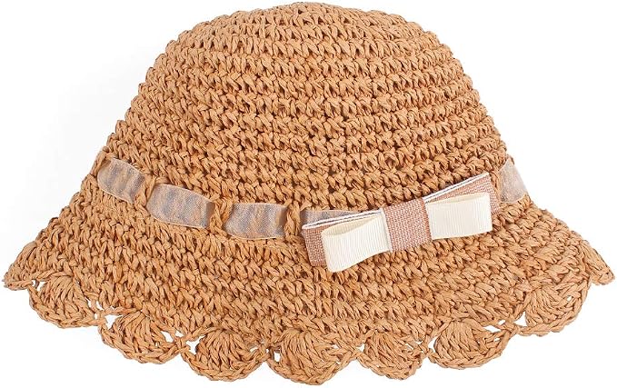 Baby Girl Straw Hat Outdoor Baby Sun Protection Hats Summer Bowknot Beach Cap - Image 2