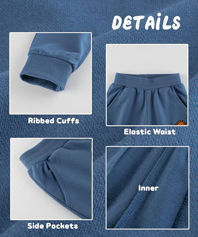 GFQLONG Toddler Boys 3 Pack Cotton Active Jogger Pants, Kids Cartoon Sweatpants - Image 6