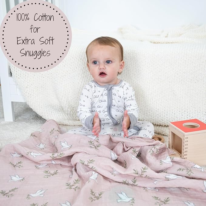 LollyBanks Baby Blanket, 100% Cotton Muslin Swaddle, Soft 47 x 47 Inches - Image 2