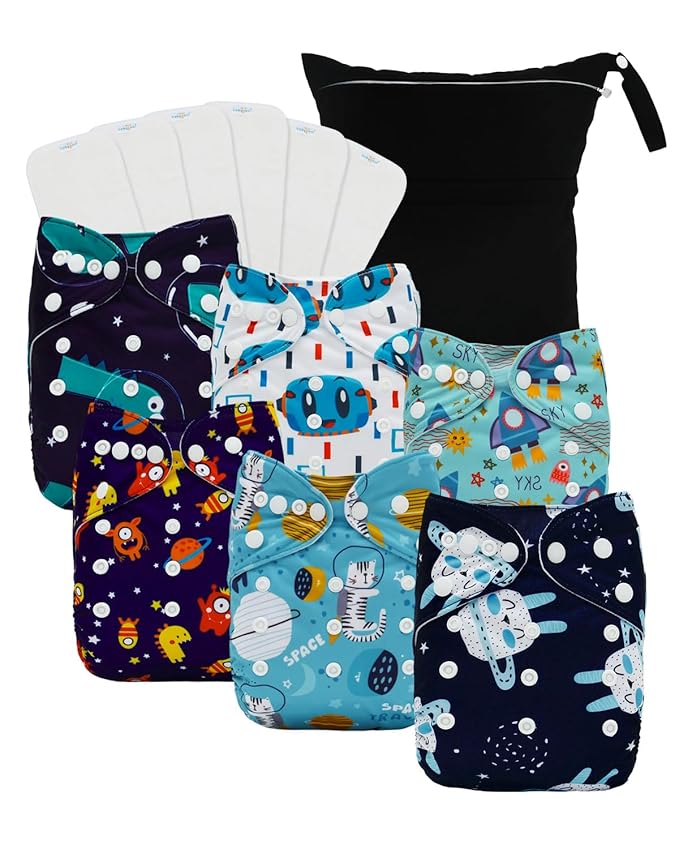 babygoal Boy Cloth Diapers Pack of 13, Baby Reusable Washable Pocket Nappy by babygoal