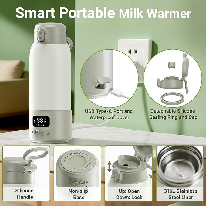 Portable Milk Warmer, 17oz Large Capacity Bottle Warmer - Image 9