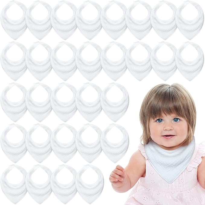 Giegxin 30 Pcs Muslin Baby Bibs White Bandana Drool Unisex Girls Boys Triangle by Giegxin