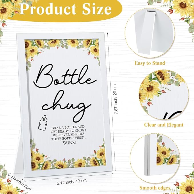 Roowest Bottle Chug Baby Shower Game Favors Including Sunflower Theme Wooden - Image 2