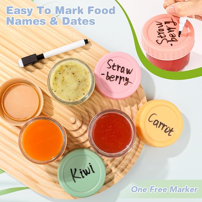 20 Pack Glass Baby Food Storage Containers, 4 oz Leakproof Baby Food Jars - Image 5
