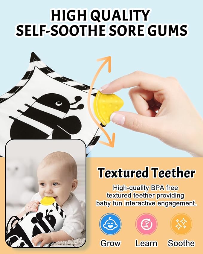 High Contrast Baby Toys, Soft Baby Books, Infant Sensory 0-6-12 Months - Image 6