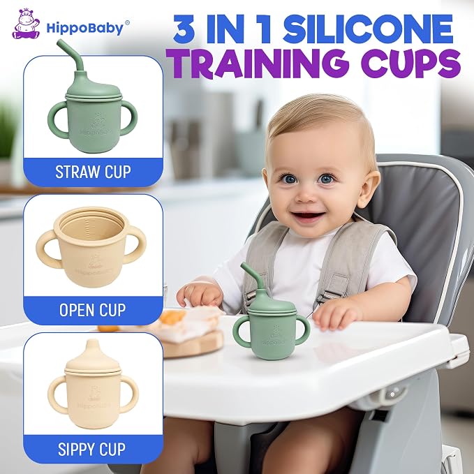 Silicone Transition Sippy Cup for 6+ month old | Includes 1 Toddler straw cup & - Image 5