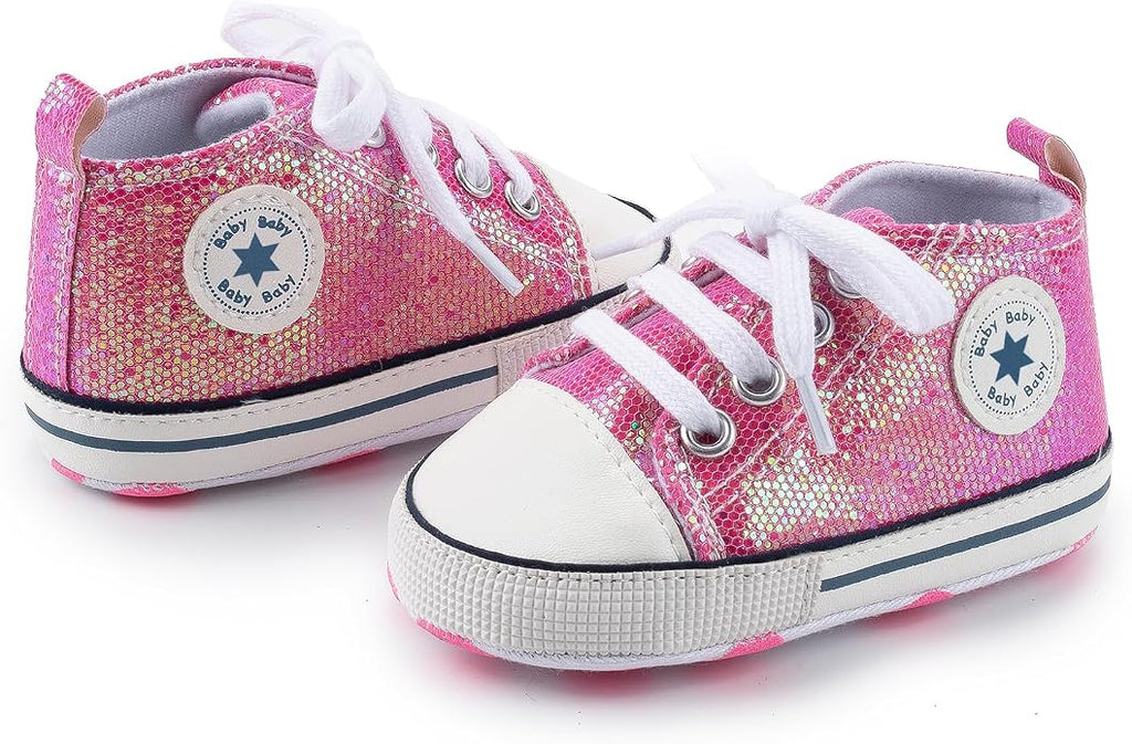 Meckior Baby Girls Boys Canvas Sneakers Soft Sole High-Top Ankle Infant First - Image 5